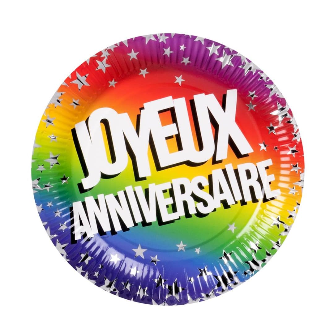 LOT DE 6 ASSIETTES ANNIVERSAIRE HAPPY PARTY