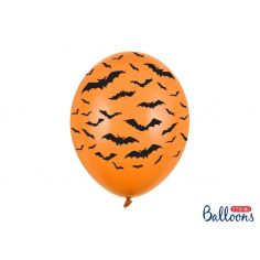 Ballon Orange Chauve Souris - Lot de 6