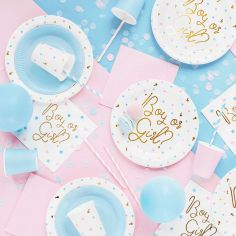 JAHEMU Gender Reveal Vaisselle Boy or Girl Party Deko Assiette Gobelet  Serviette pour Vaisselle Gender Reveal Party Decoration 16 invités :  : Cuisine et Maison