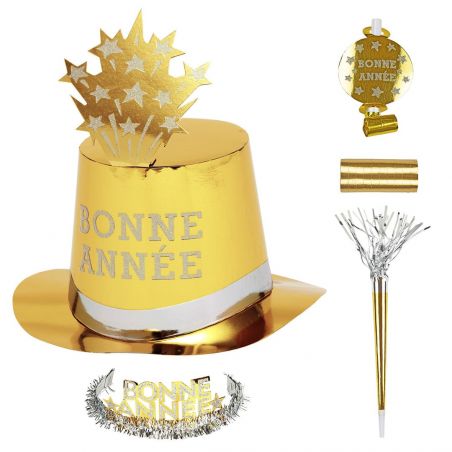 Kit Cotillons Dorés 10 Personnes