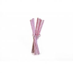 Paille Rose à Etoiles Blanches - Lot de 10