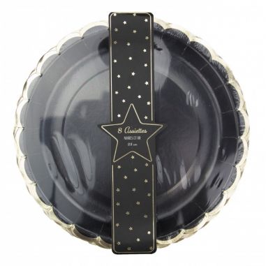 Assiette Noire et Dorée - Lot de 8