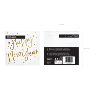 Serviette Blanche Happy New Year - Lot de 20