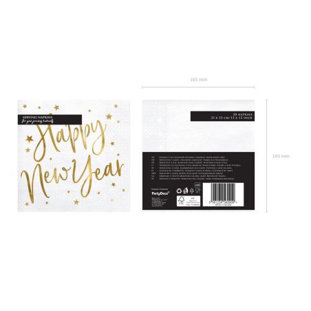 Serviette Blanche Happy New Year - Lot de 20