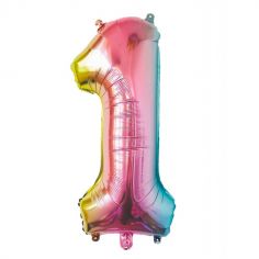 Ballon Aluminium Chiffre Irisé Pastel 86 cm