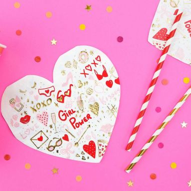 Assiette Coeur Rouge et Dorée - Lot de 20