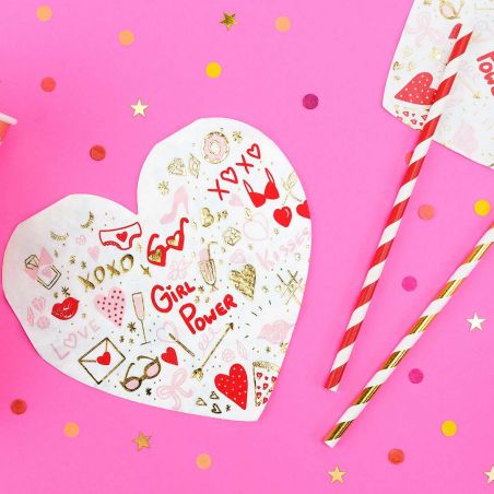 Assiette Coeur Rouge et Dorée - Lot de 20