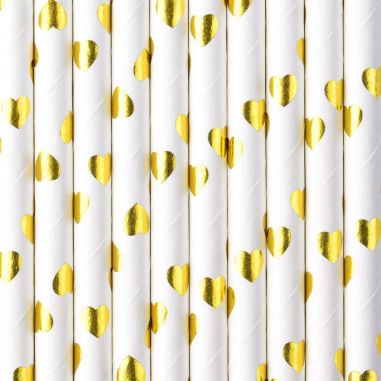 Paille Blanche Coeur Doré - Lot de 10