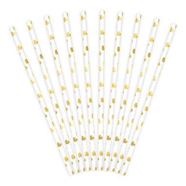 Paille Blanche Coeur Doré - Lot de 10