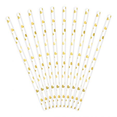 Paille Blanche Coeur Doré - Lot de 10