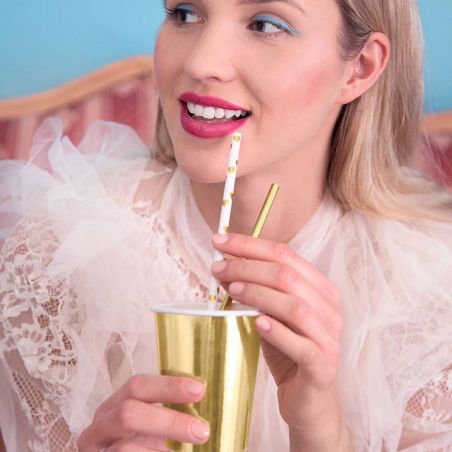 Paille Blanche Coeur Doré - Lot de 10