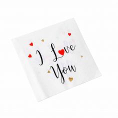 Serviette Blanche I love You - Lot de 16