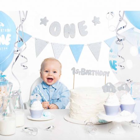 Guirlande Fanions Bleus et Dorés