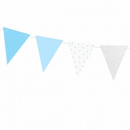 Guirlande Fanions Bleus et Dorés