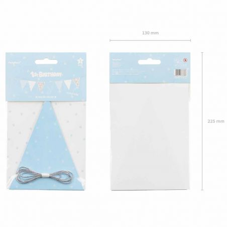 Guirlande Fanions Bleus et Dorés