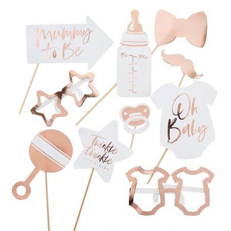 Kit Photobooth Baby Shower Rose Gold