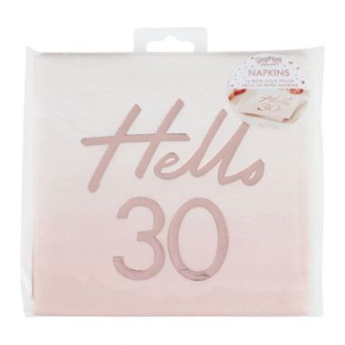 Serviette Rose Gold Hello 30 - Lot de 16