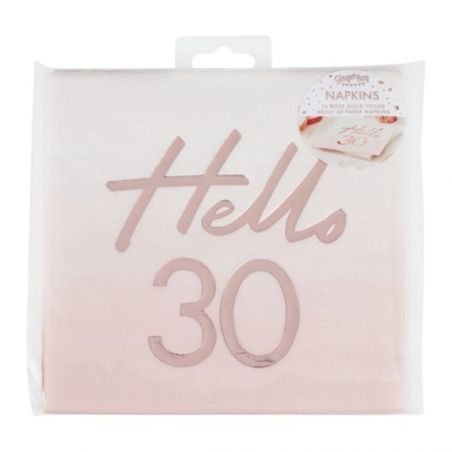 Serviette Rose Gold Hello 30 - Lot de 16