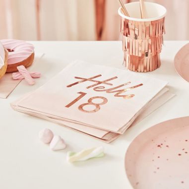 Serviette Rose Gold Hello 18 - Lot de 16