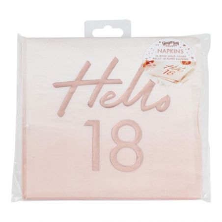 Serviette Rose Gold Hello 18 - Lot de 16