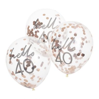 Ballon Confettis Rose Gold Hello 40 - Lot de 5