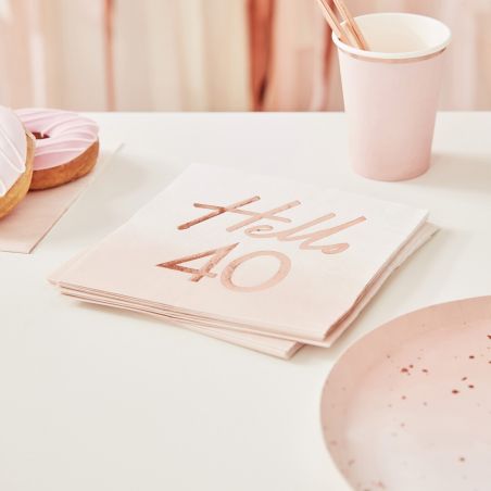 Serviette Rose Gold Hello 40 - Lot de 16