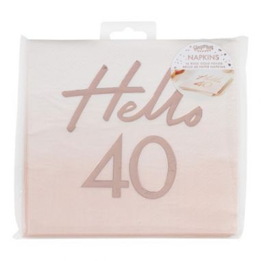 Serviette Rose Gold Hello 40 - Lot de 16