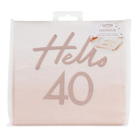 Serviette Rose Gold Hello 40 - Lot de 16