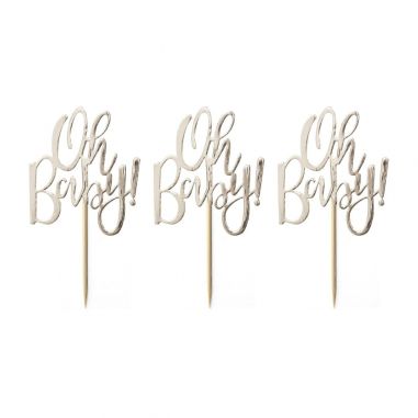 Cake Topper Oh Baby - Lot de 12