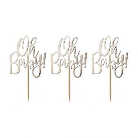 Cake Topper Oh Baby - Lot de 12