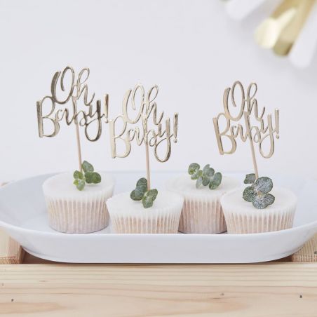 Cake Topper Oh Baby - Lot de 12