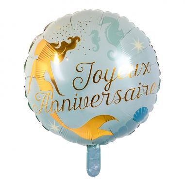 Ballon Aluminium Sirène Joyeux Anniversaire – Couleur de Nuit