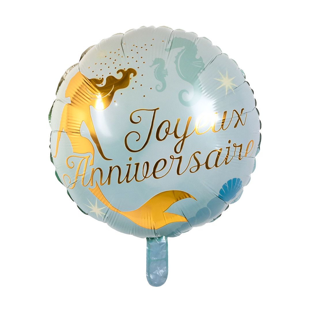 Ballon Aluminium Sirène Joyeux Anniversaire – Couleur de Nuit