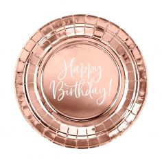 Petite Assiette Rose Gold Happy Birthday - Lot de 6