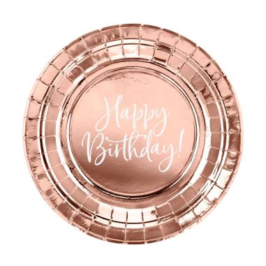 Assiette Rose Gold Happy Birthday - Lot de 6Lot de