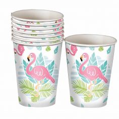 Gobelet Flamant Rose & Tropical - Lot de 8