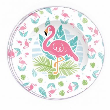 Assiette Flamant Rose Tropical - Lot de 8