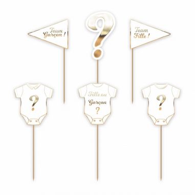 Cake Topper Fille ou Garçon - Lot de 6