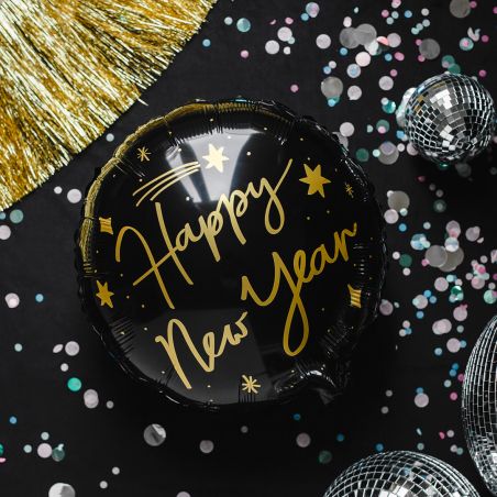 Ballon Aluminium Noir Happy New Year