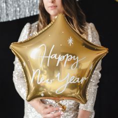 Ballon Aluminium Etoile Doré Happy New Year 2