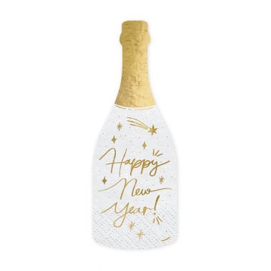 Serviette Champagne Happy New Year - Lot de 20