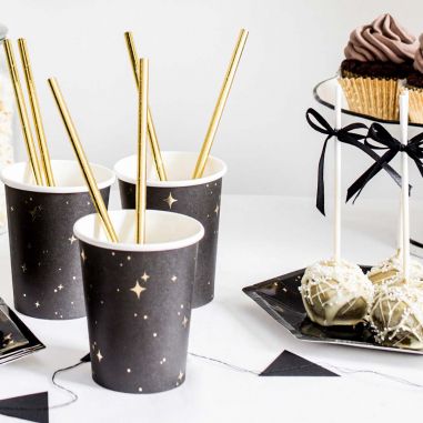 Gobelet Noir Etoiles - Lot de 6