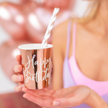 Gobelet Rose Gold Happy Birthday - Lot de 6