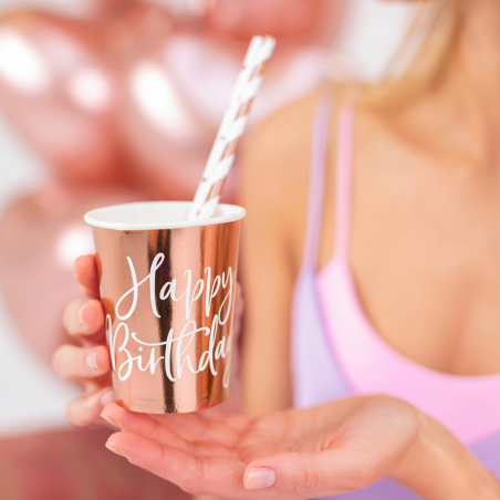 Gobelet Rose Gold Happy Birthday - Lot de 6
