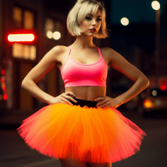tutu fluo en résille orange  2