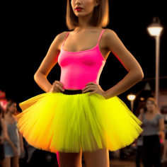 tutu fluo en résille jaune  2