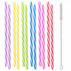 Pailles en Plastique Réutilisables - Lot de 12 2