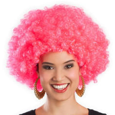 Perruque fluo afro rose