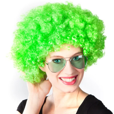 Perruque fluo afro verte