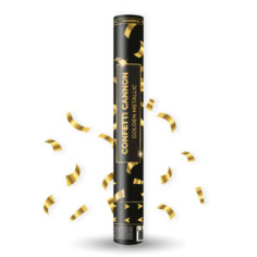 Canon à confettis nouvel an rectangulaires dorés 40 cm